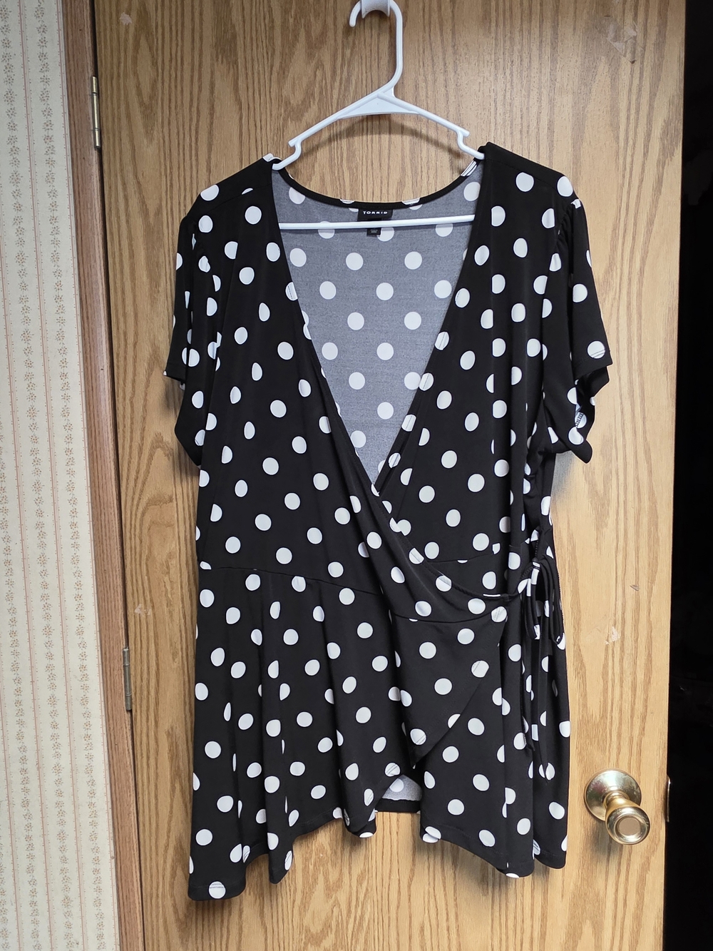 torrid Black and White Polka Dot Wrap Tunic